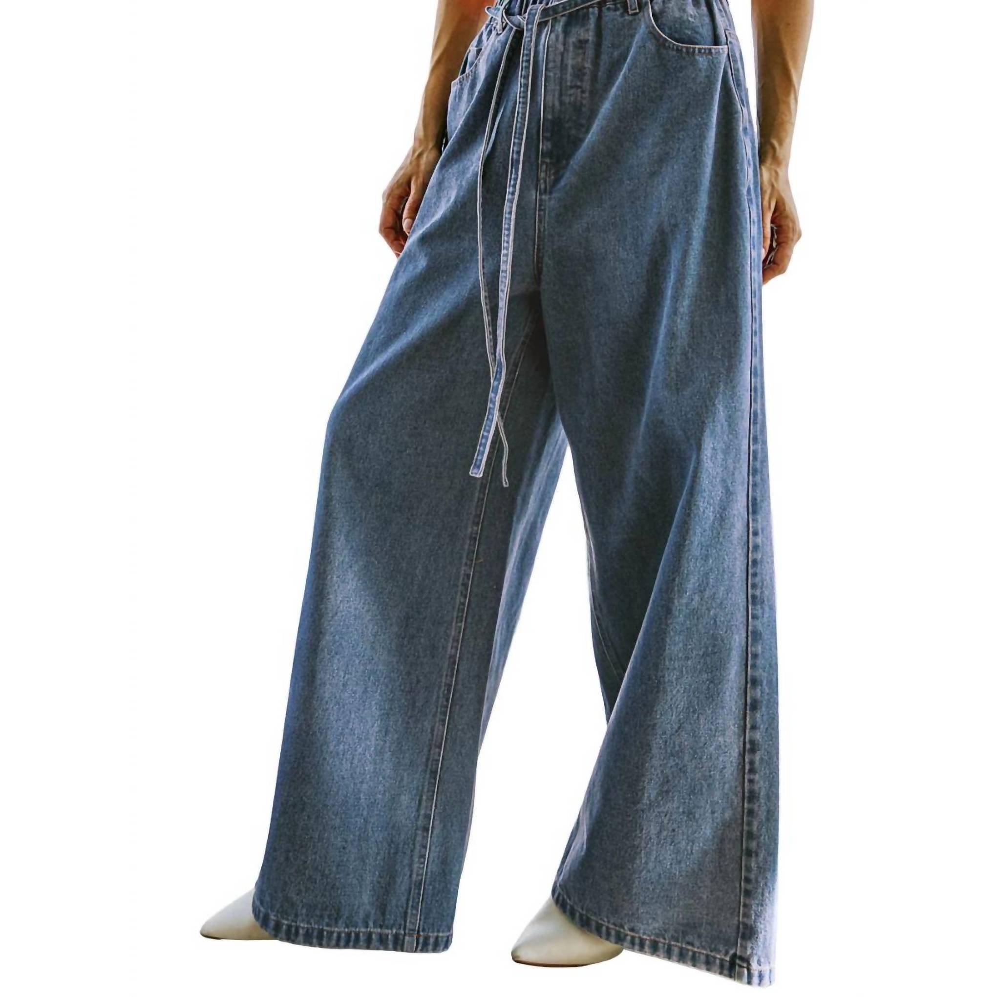 Flying Tomato Relaxed Denim Jeans In Medium Indigo